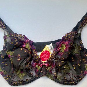 Prima Donna Acapulco Rio Embroidered Lingerie Bra & Panty Set -Flowers NWT